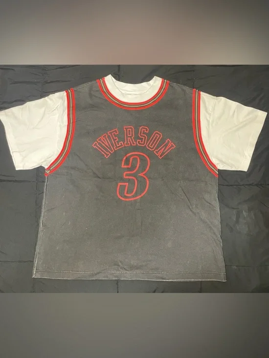Mitchell & Ness Distressed Allen Iverson Philadelphia 76ers Shirt Jersey L NWOT - Picture 1 of 7